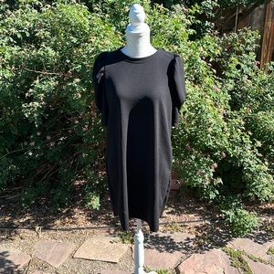 Zara Black Short-sleeve Dress with Puff Sleeves, S